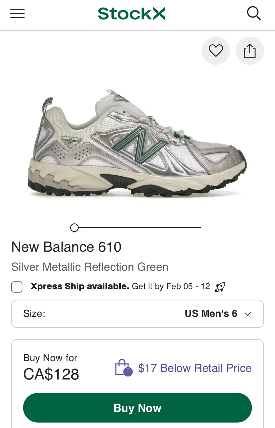 New Balance 610 Silver Metallic Reflection Green Sneakers Size 7