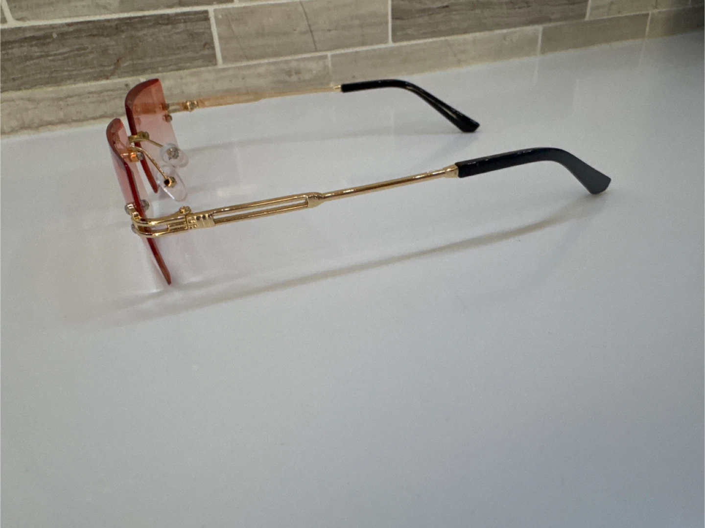 Rimless Gradient pink Square Sunglasses - photo 3