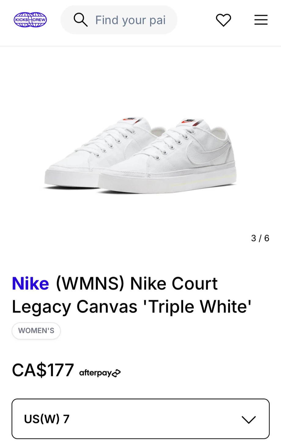 Nike Women's Court Legacy Canvas Shoes Size 7