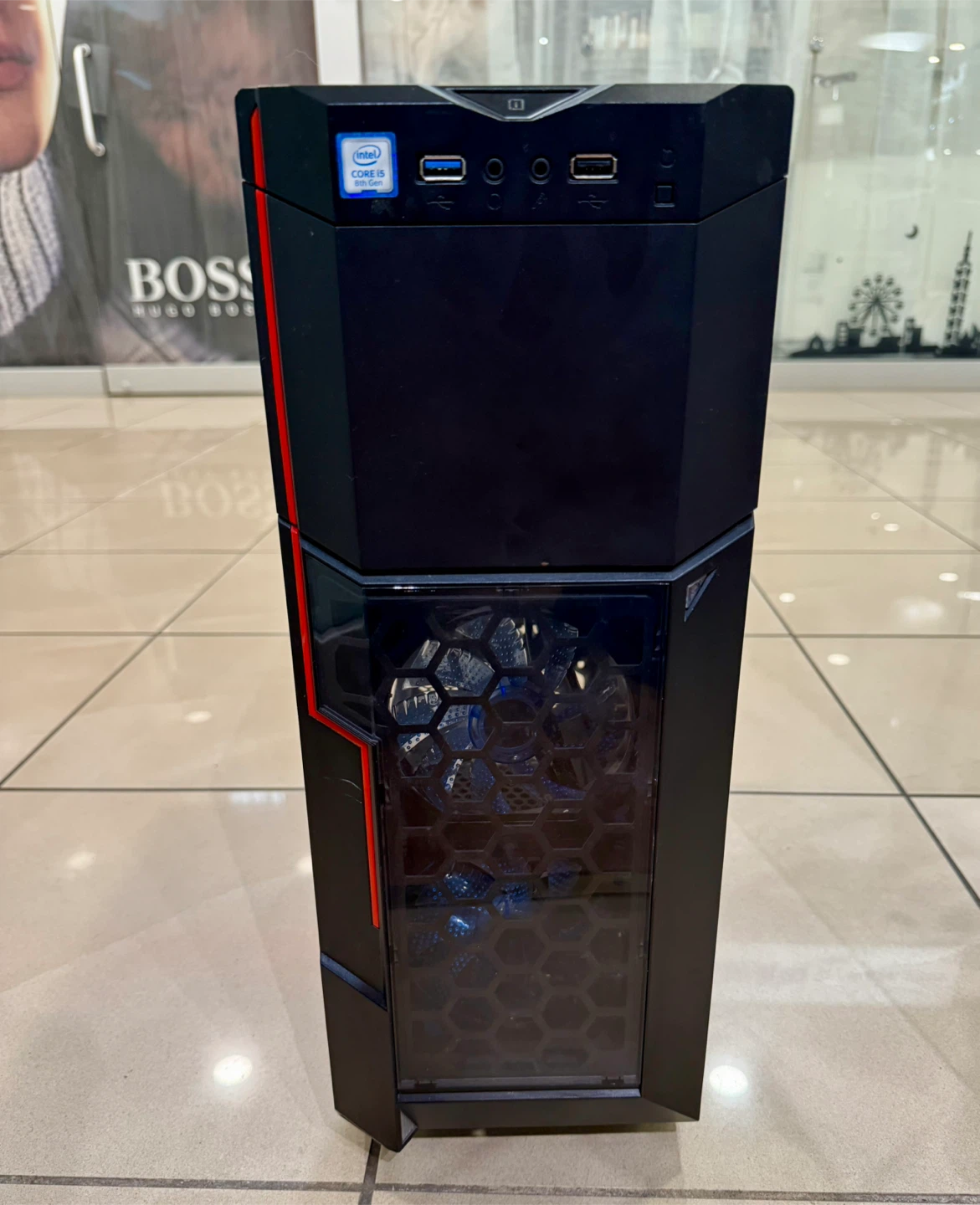Black ATX Computer Case with Tempered Glass Side Panel - photo 2