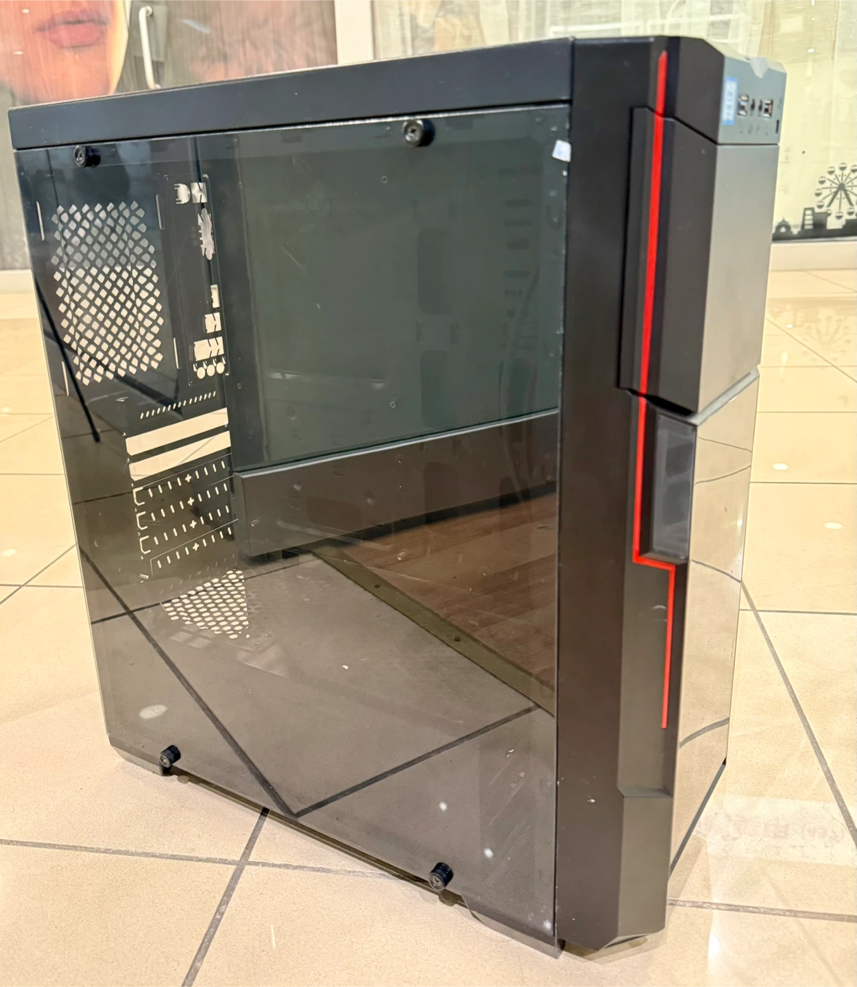 Black ATX Computer Case with Tempered Glass Side Panel