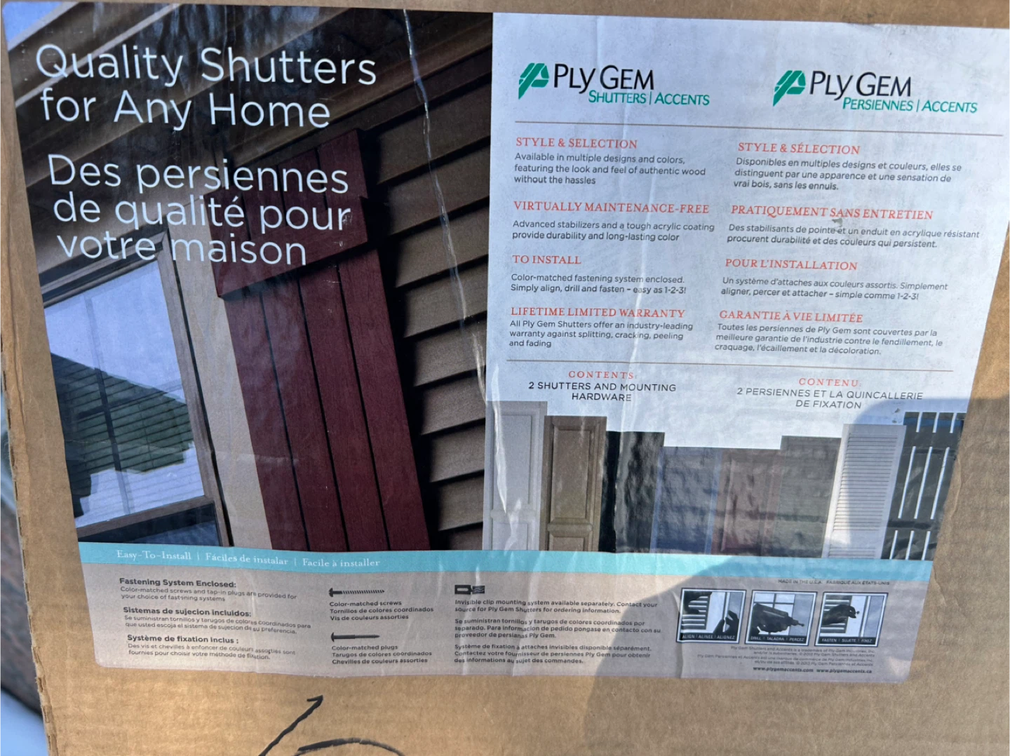 New Ply Gem 15" x 59" Vineyard Red Raised Panel Shutters