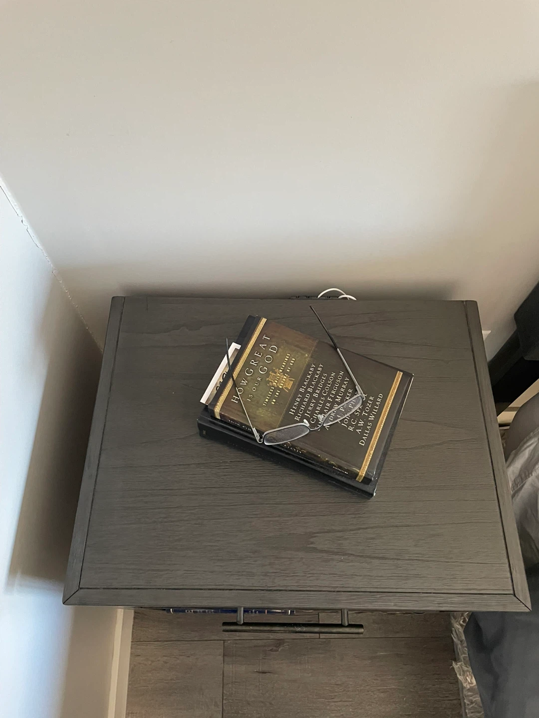 2 x Grey Wood Nightstand with Drawer - photo 5