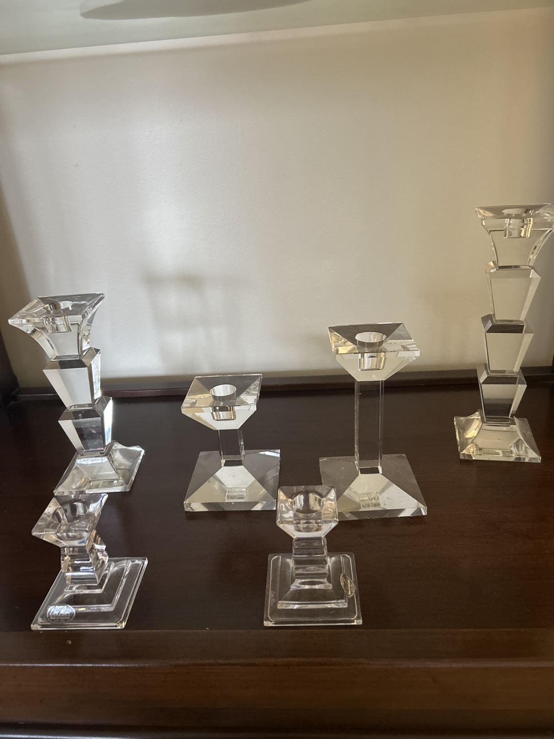5 Clear Crystal Candlesticks from5$ to 9$