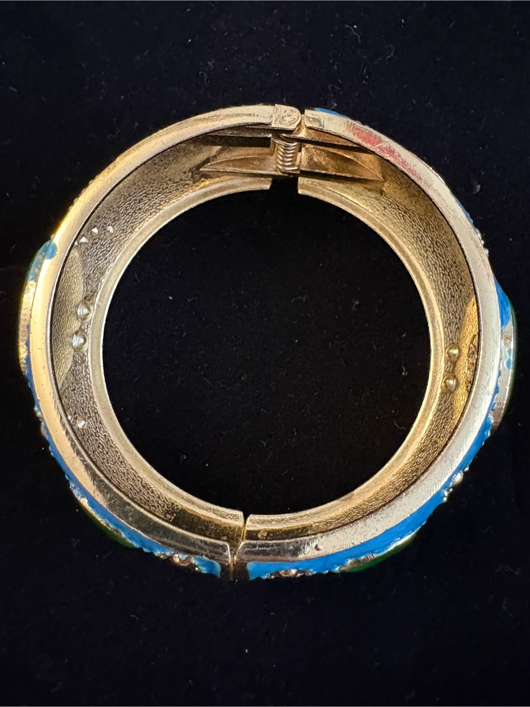 Vintage RY Sterling Silver Enamel Gemstone Bangle Bracelet - photo 2