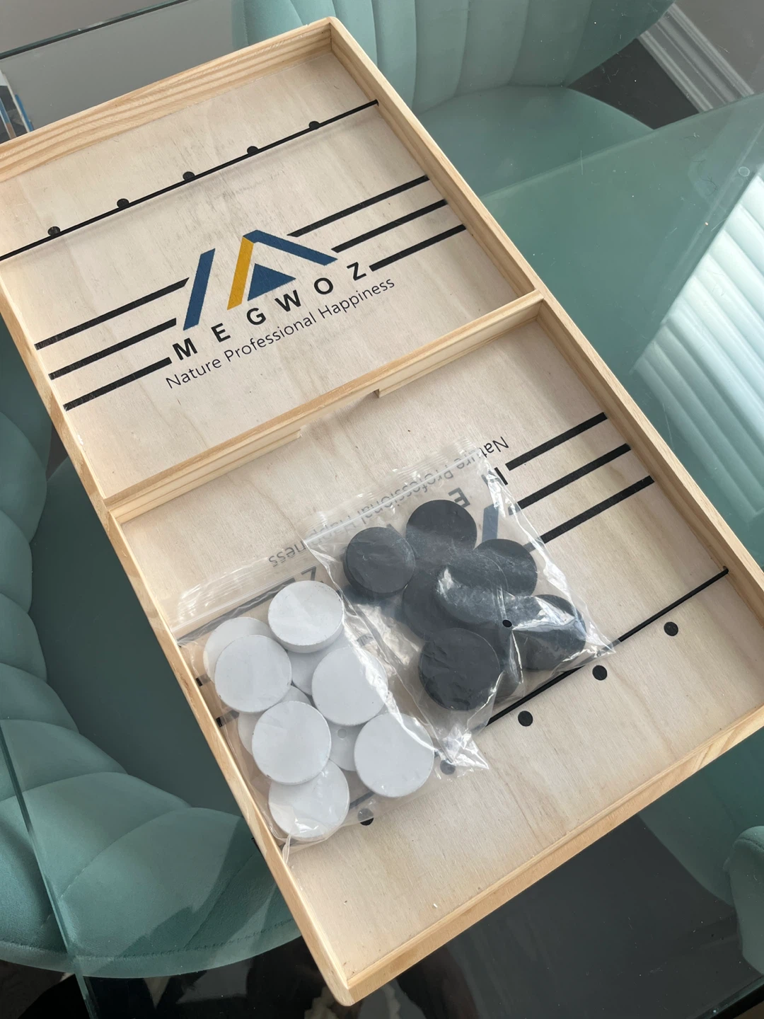 MEGWOZ Wooden Sling Puck Board Game
