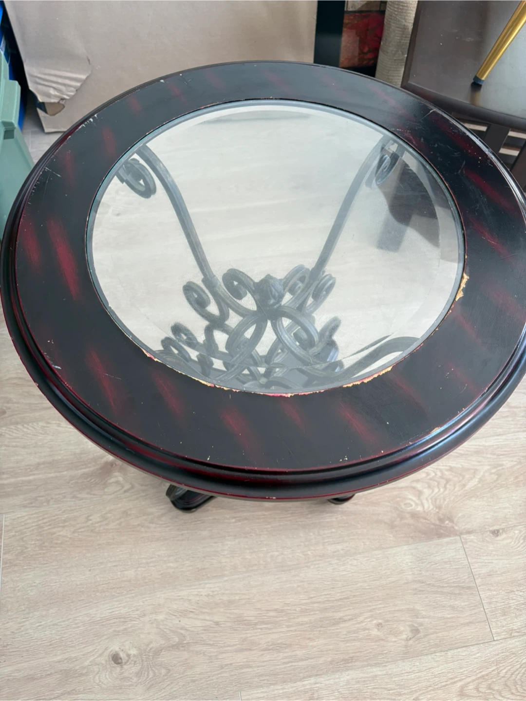 Decorative Accent Table - Dark Wood & Wrought iron - photo 2