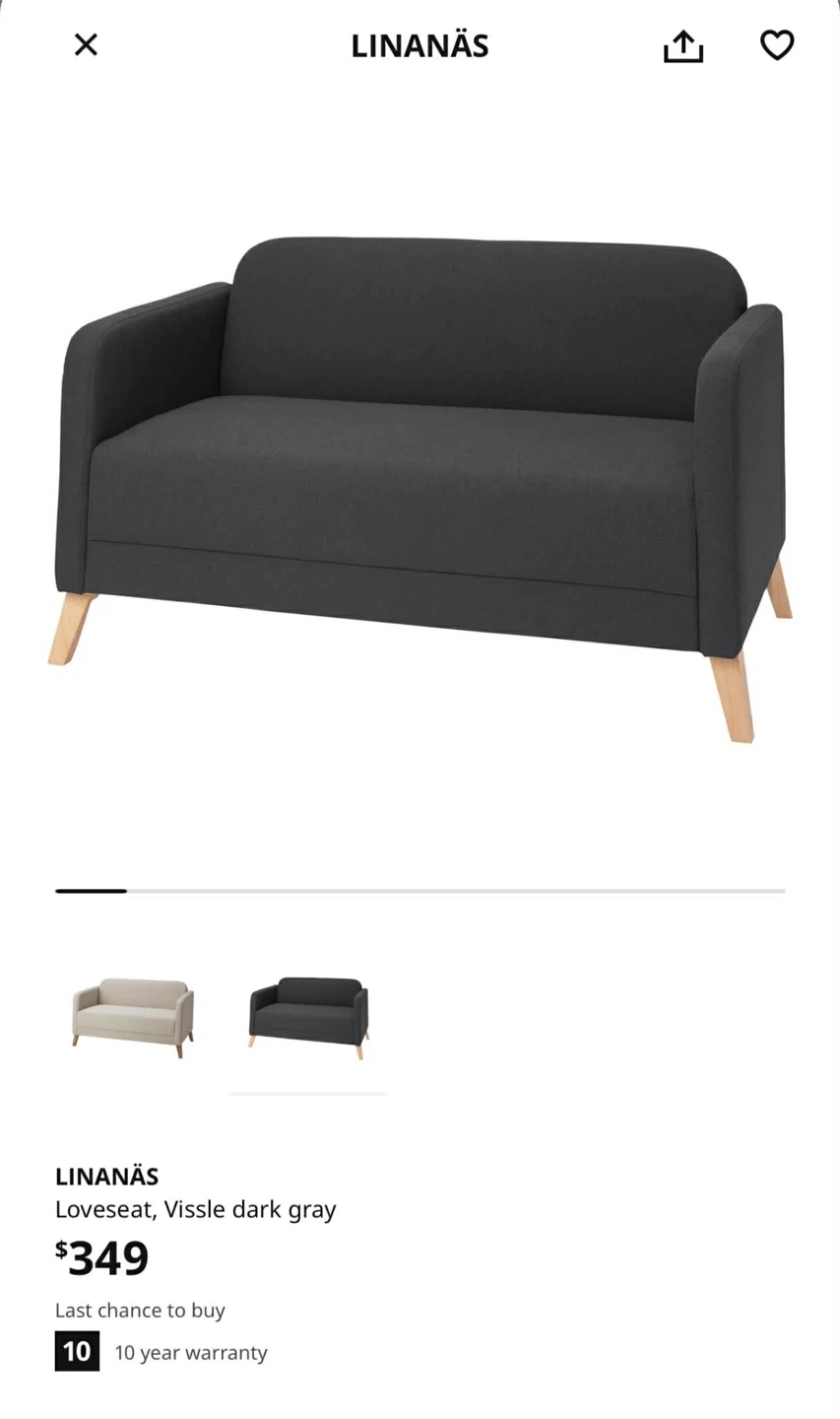 2 IKEA LINANÄS Loveseat, Vissle Dark Gray - photo 4