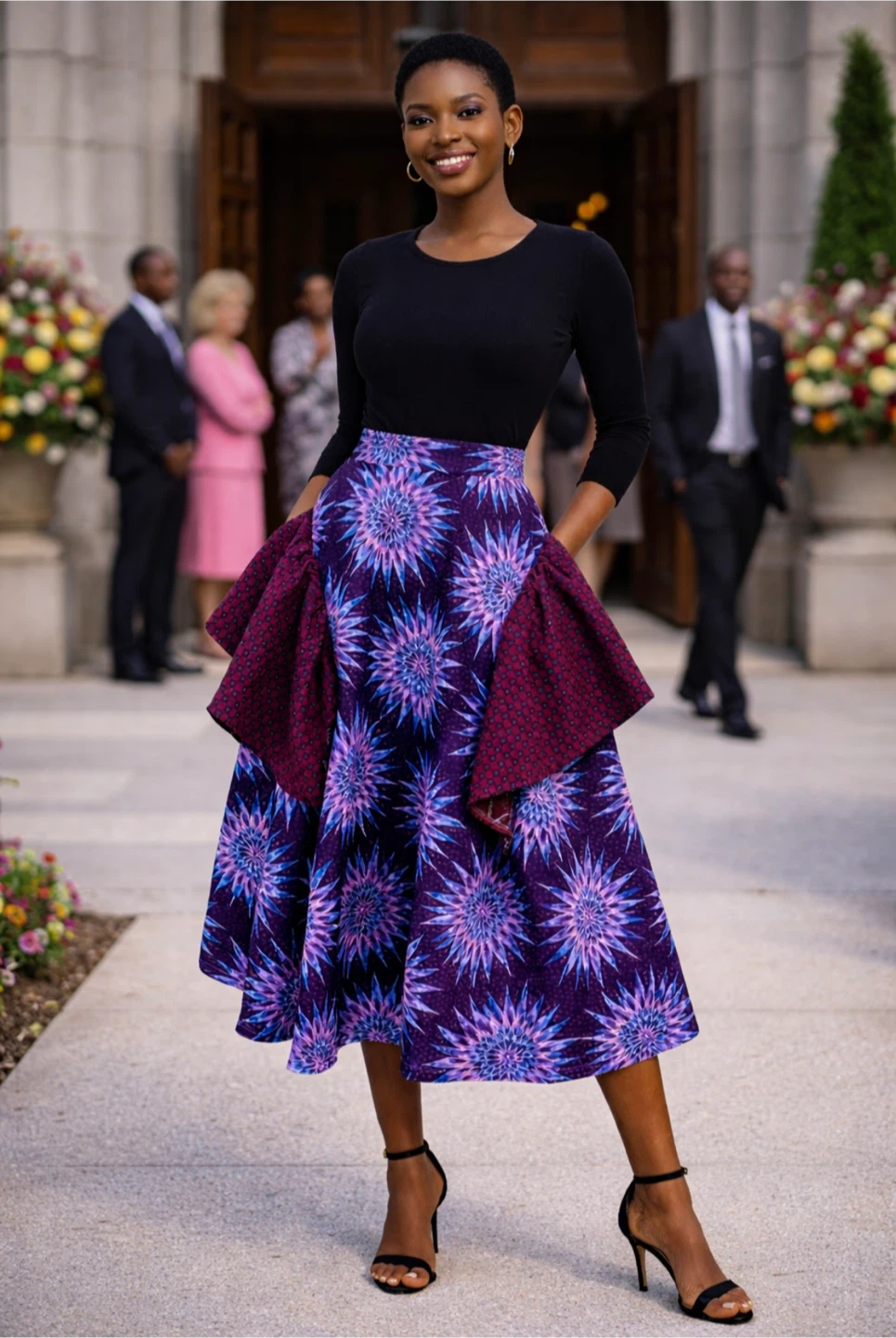 Women's Purple Starburst Print Midi Skirt - photo 3