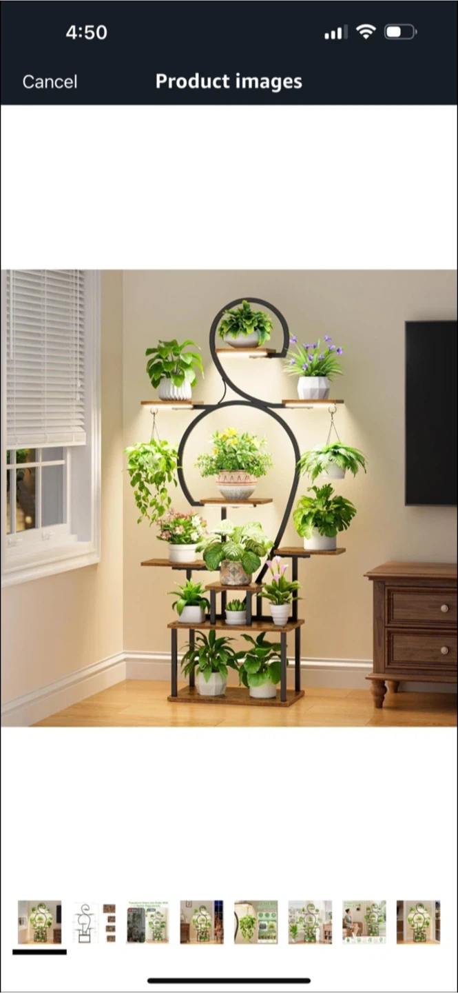 Stylish Multi-Tiered Plant Stand with Grow Lights