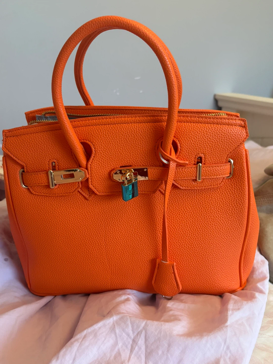 Orange Textured Tote Handbag-BRAND NEW