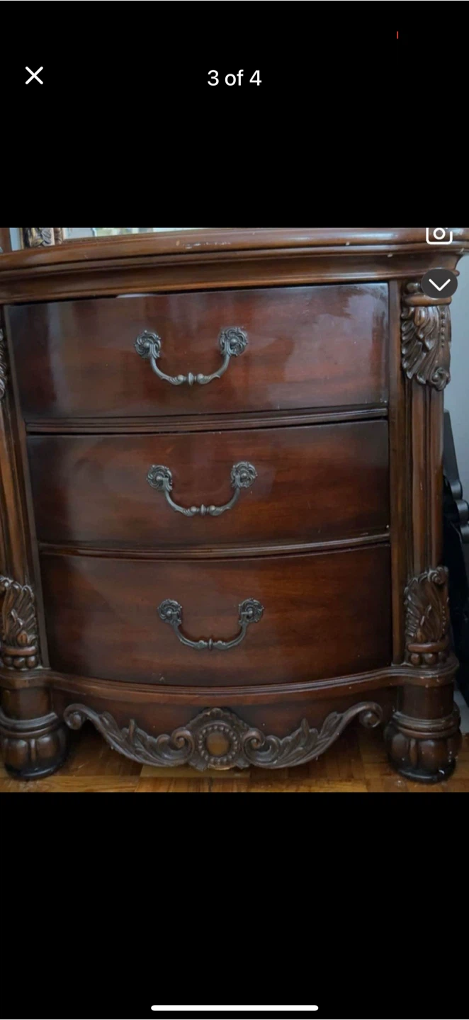 Homecraft Wharton Nightstand - 3 Drawer - Dark Wood