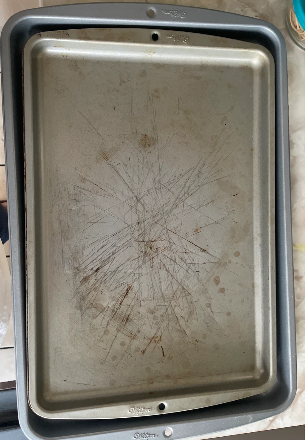 1 New Big + 2 Heavily Used Mid/Small Wilton Baking Sheets - photo 2