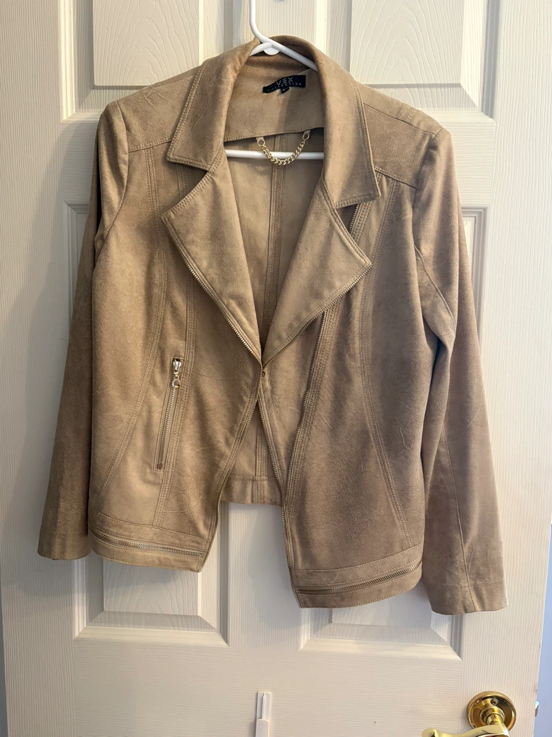 VEX COLLECTION Faux Suede Moto Jacket Size 42