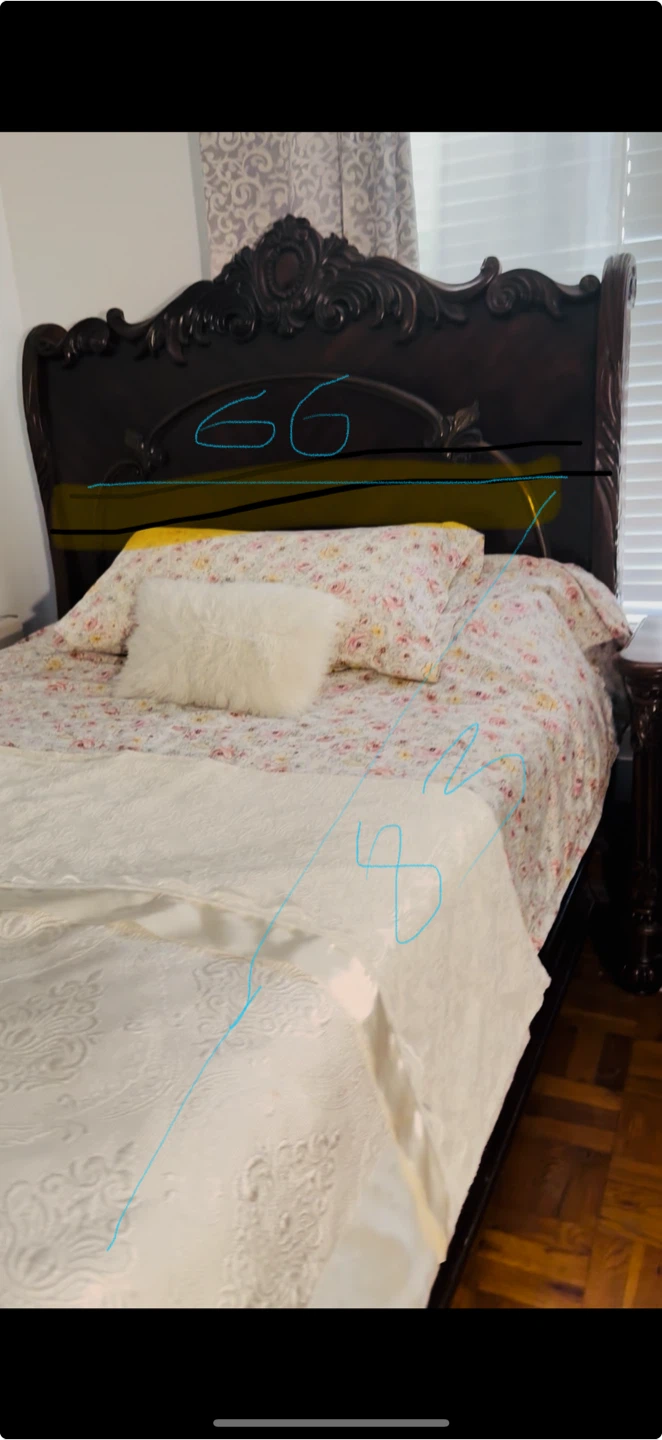 Queen Sleigh Bed Frame - Dark Wood