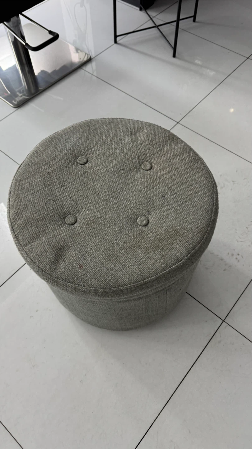 Gray Upholstered Storage Ottoman Stool - photo 2