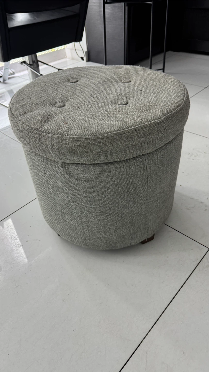 Gray Upholstered Storage Ottoman Stool