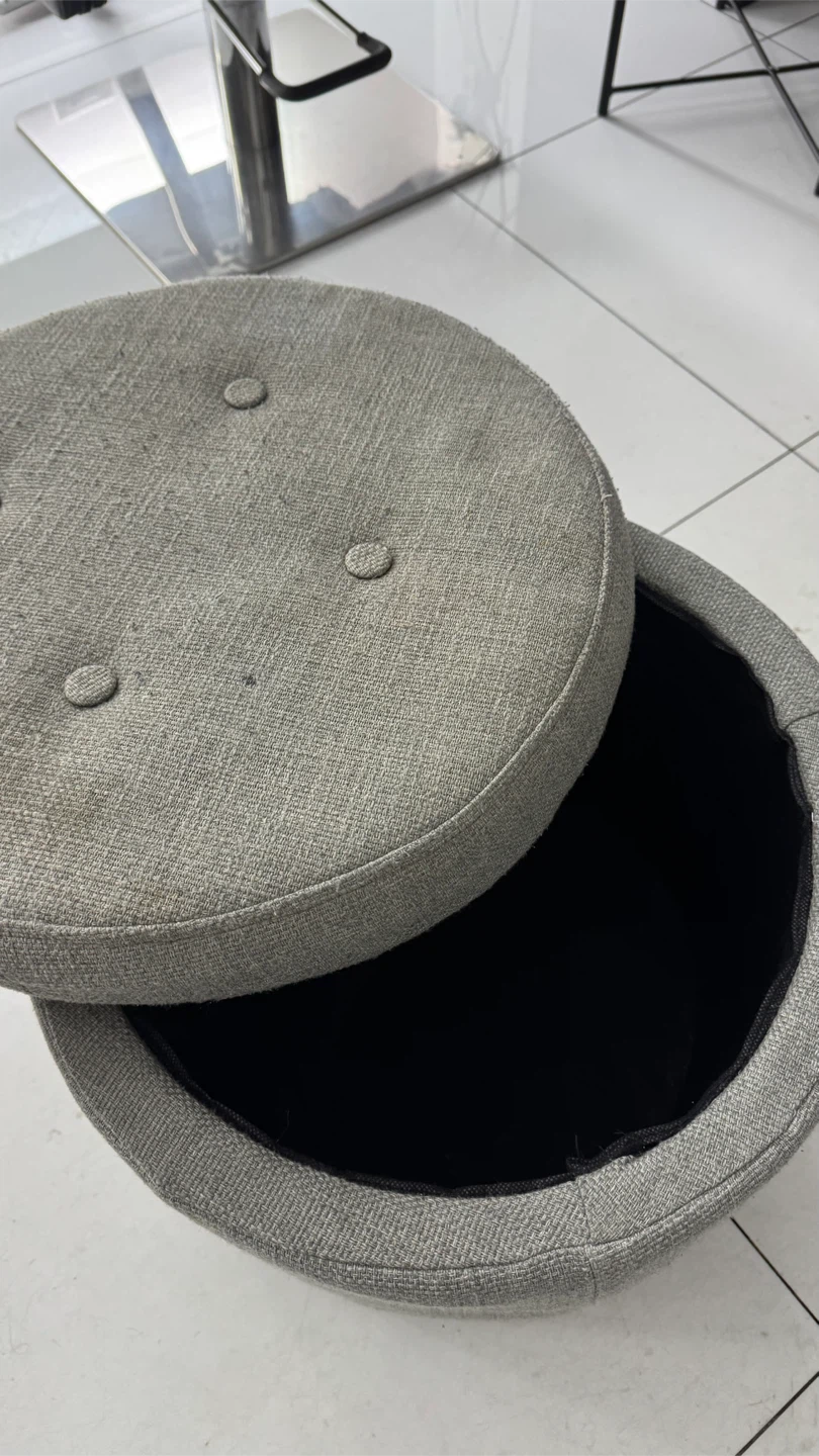 Gray Upholstered Storage Ottoman Stool - photo 3
