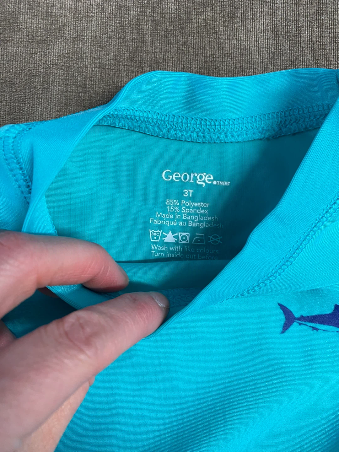George Teal Kids swim shirt with Shark Logo - photo 2