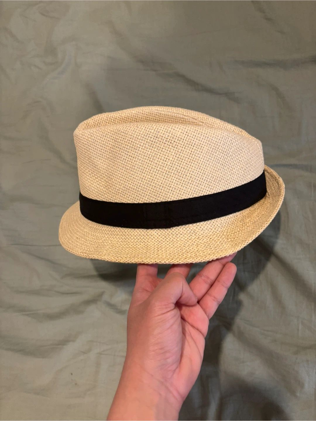 Straw Fedora Hat with Black Band