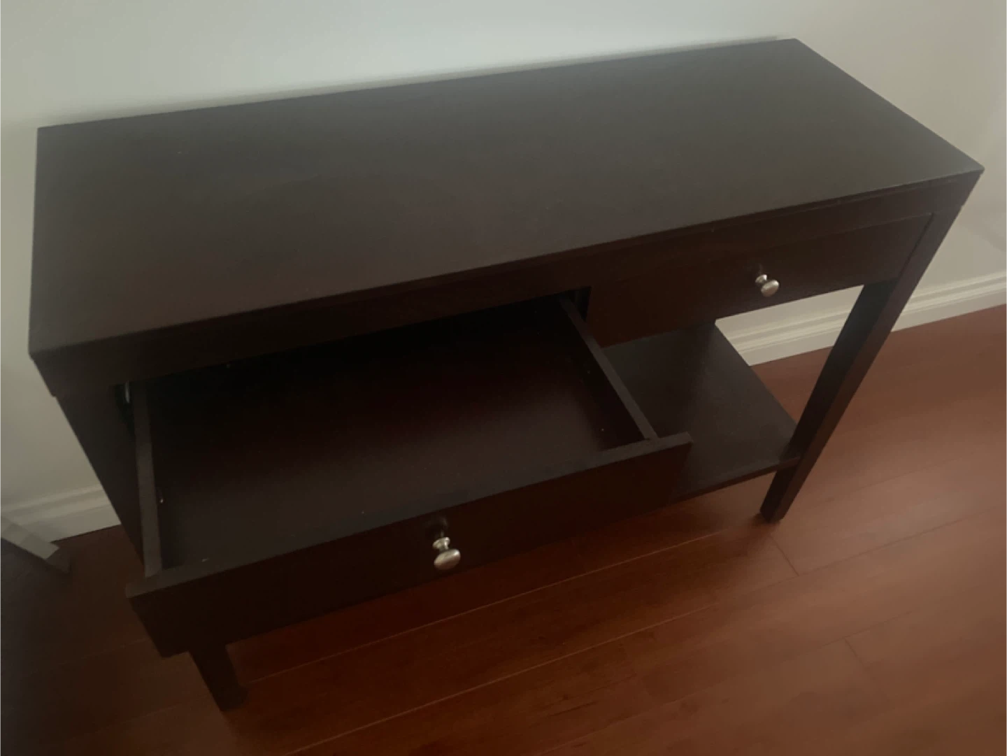 Dark Brown Console Table with Drawer and Shelf - photo 2