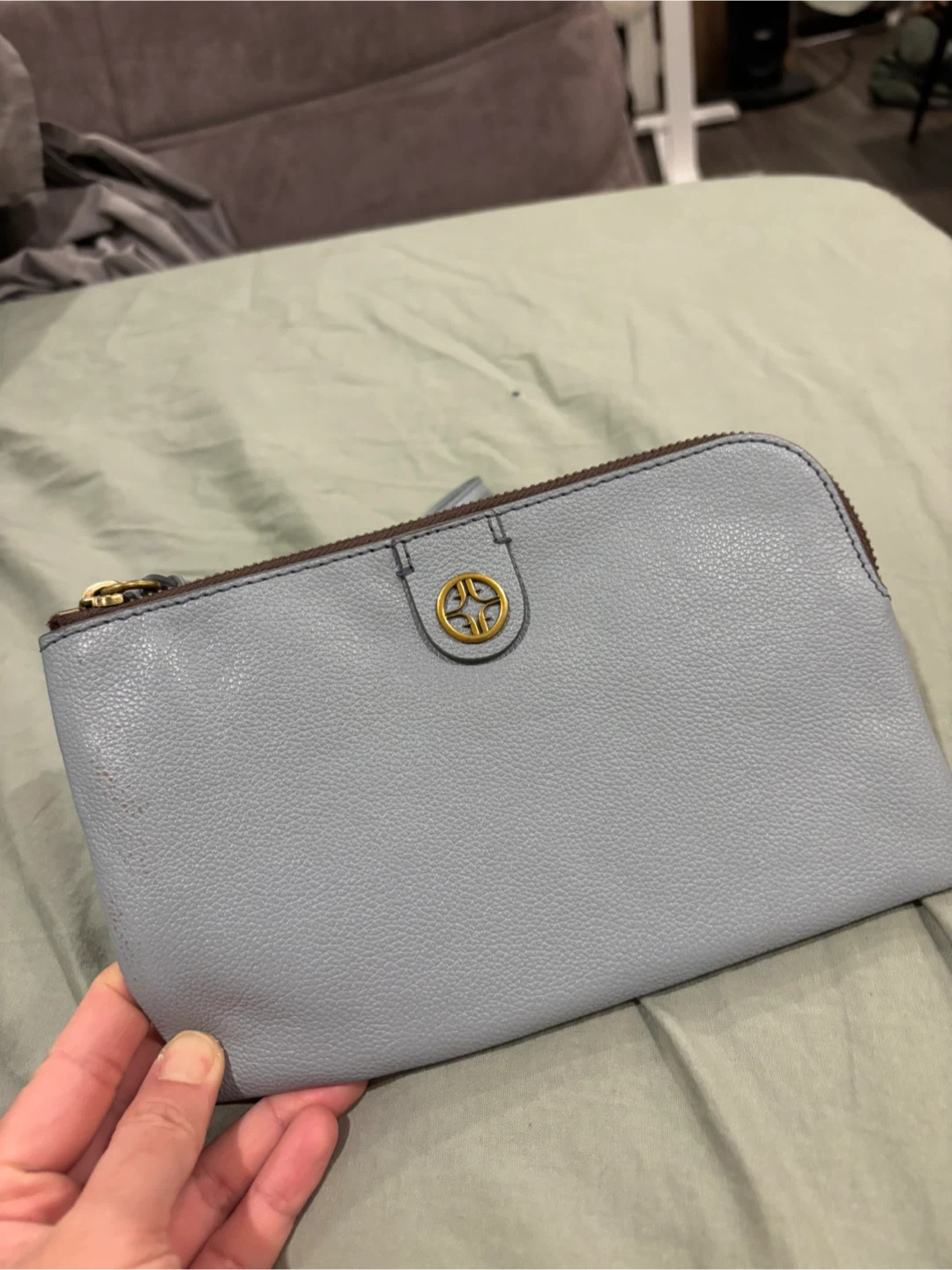 Fossil Leather Clutch Wallet - Light Blue