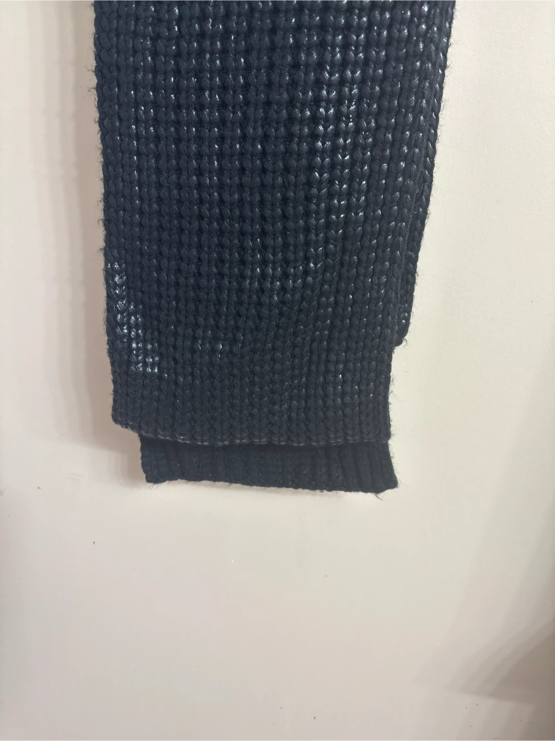 Black Knit Scarf with Shiny Threads