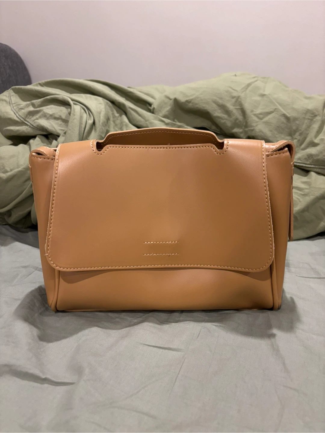 Tan Faux Leather Shoulder Bag