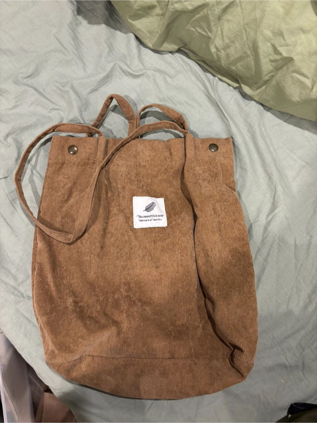 Brown Corduroy Tote Bag