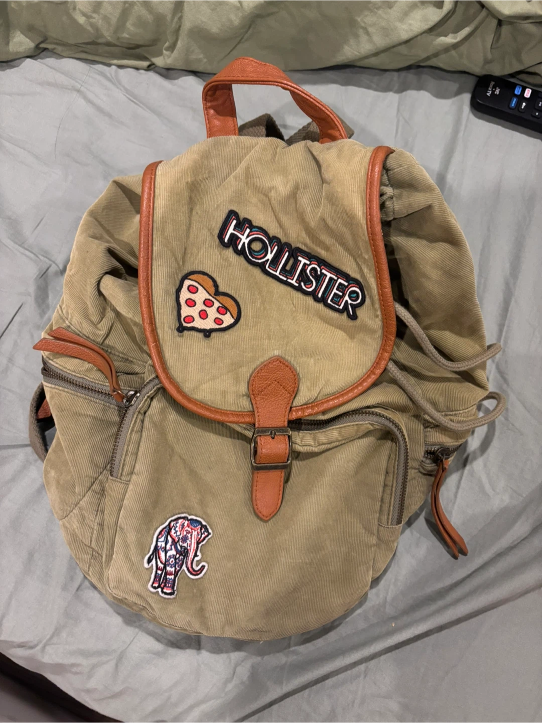 Hollister Corduroy Backpack with Patches