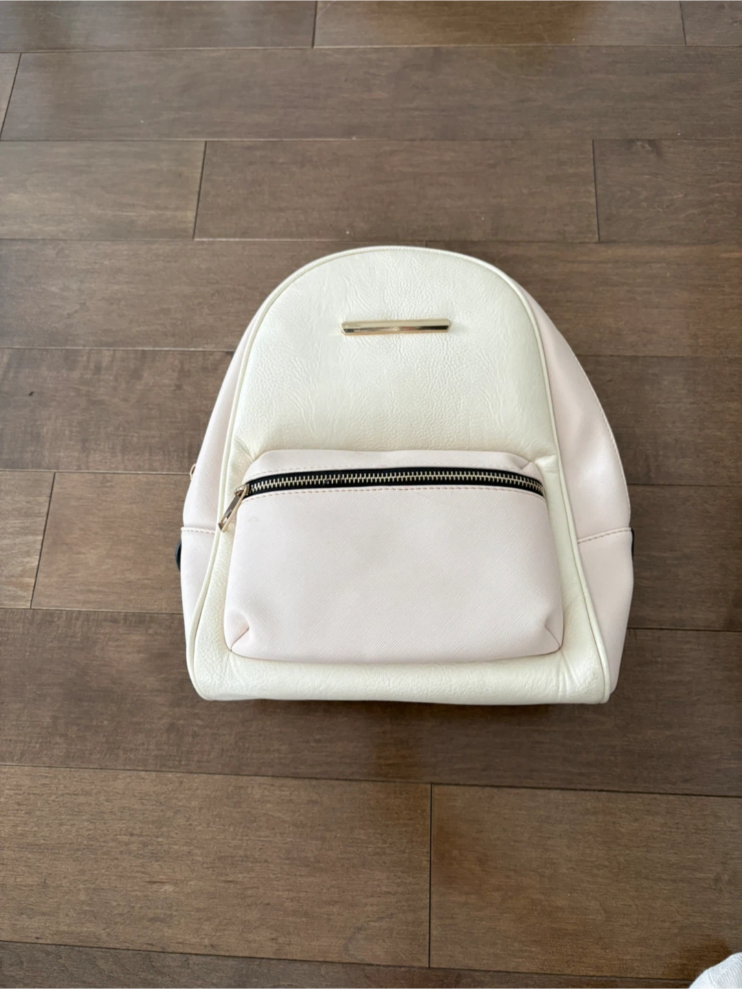 Cream & Blush Pink Faux Leather Mini Backpack