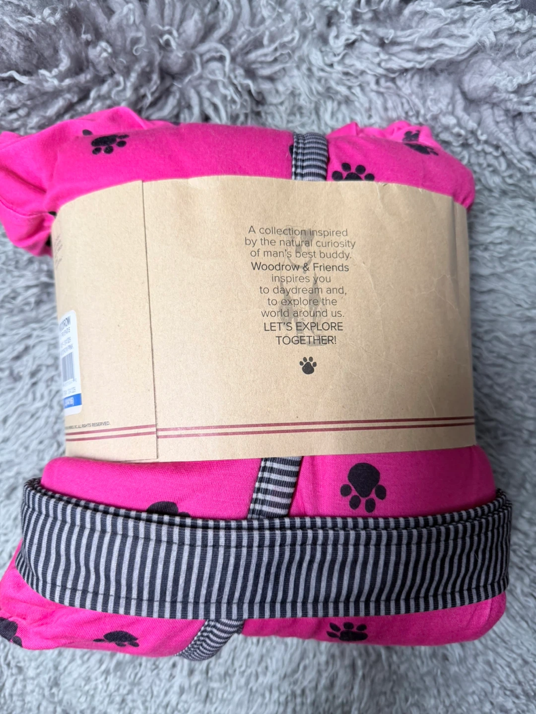 Woodrow & Friends Kids Sherpa Lined Robe - Pink Paw Print - photo 2