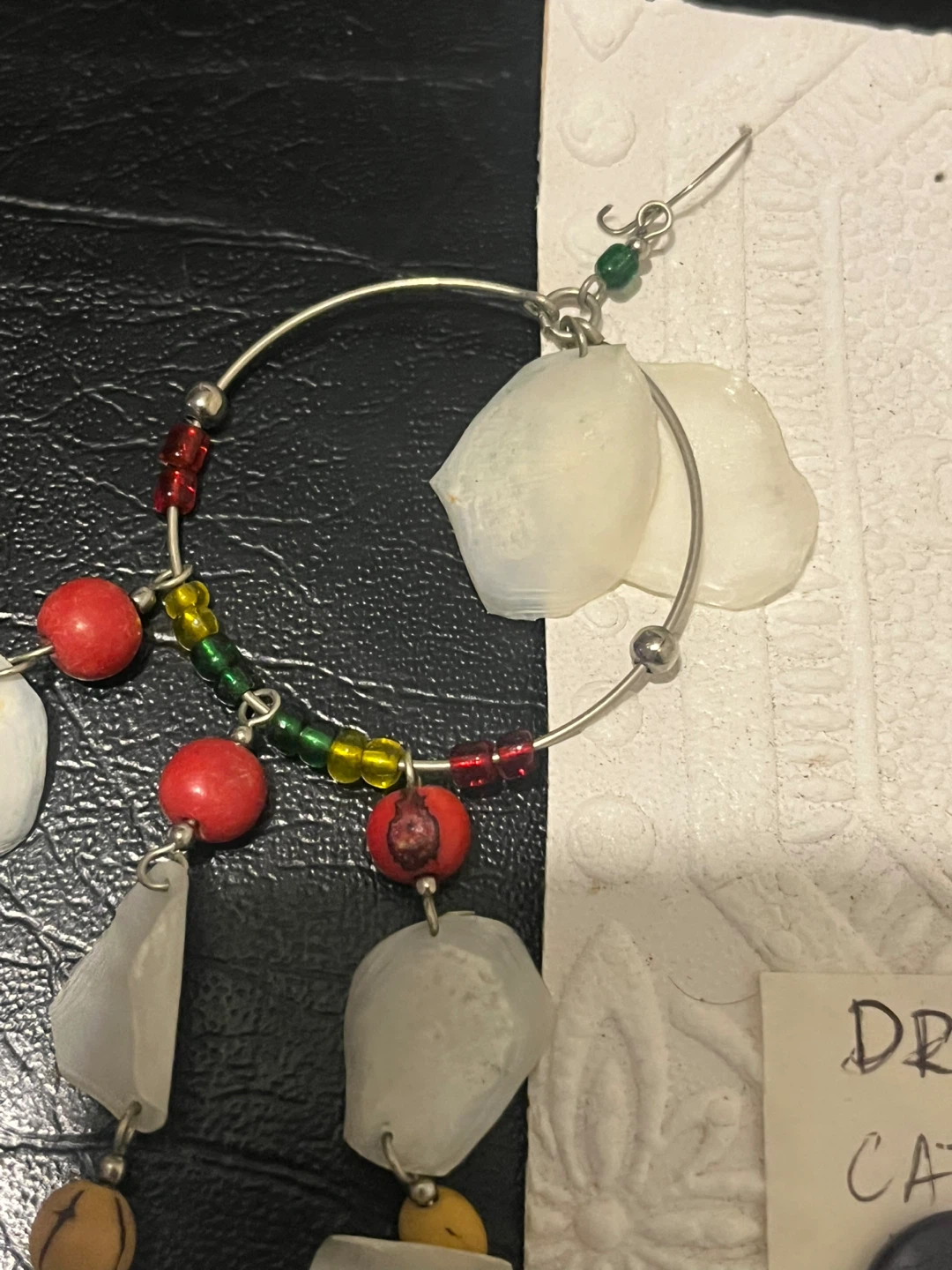 Handmade Dream Catcher Hoop Earrings with Shells and Beads - photo 5