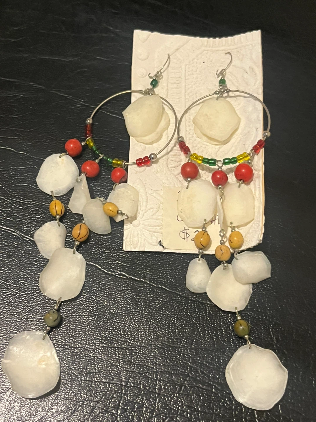 Handmade Dream Catcher Hoop Earrings with Shells and Beads - photo 3
