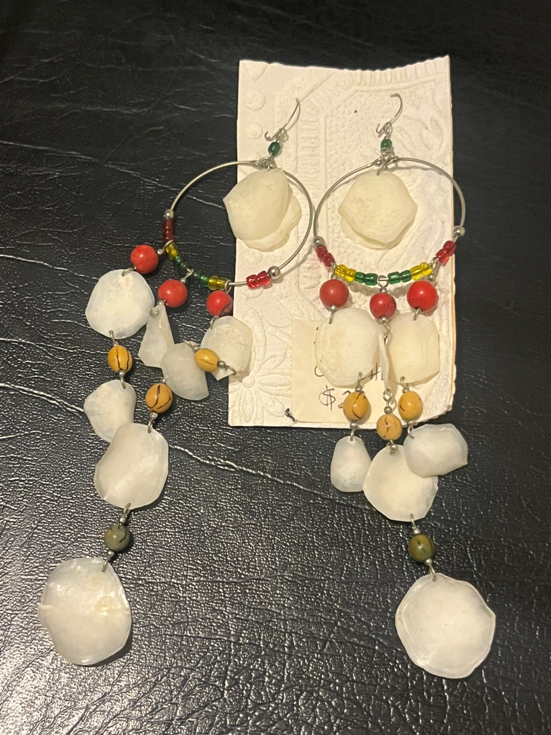 Handmade Dream Catcher Hoop Earrings with Shells and Beads - photo 2
