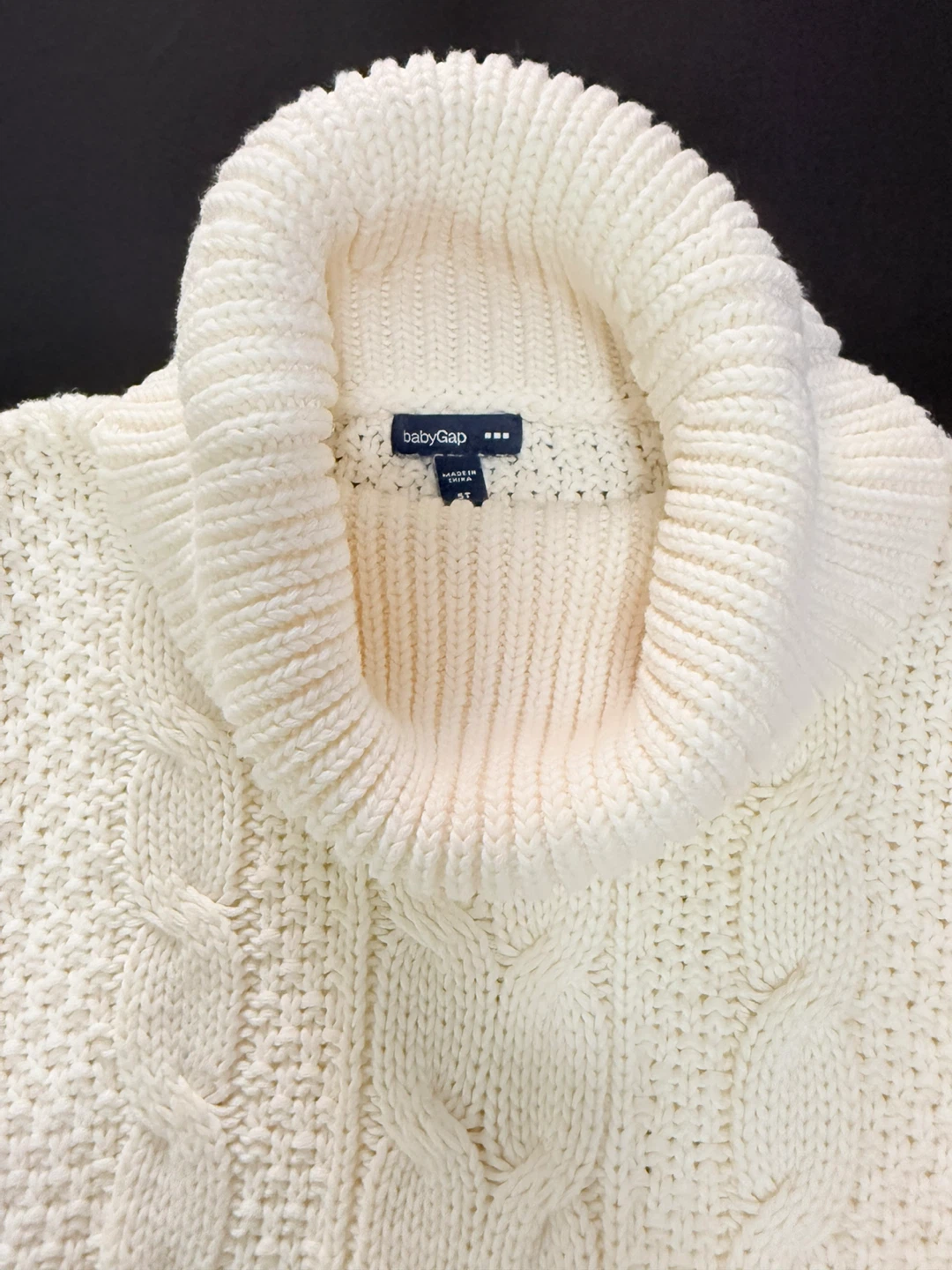 Baby Gap Cream Cable Knit Turtleneck Sweater Dress Size 5T - photo 2