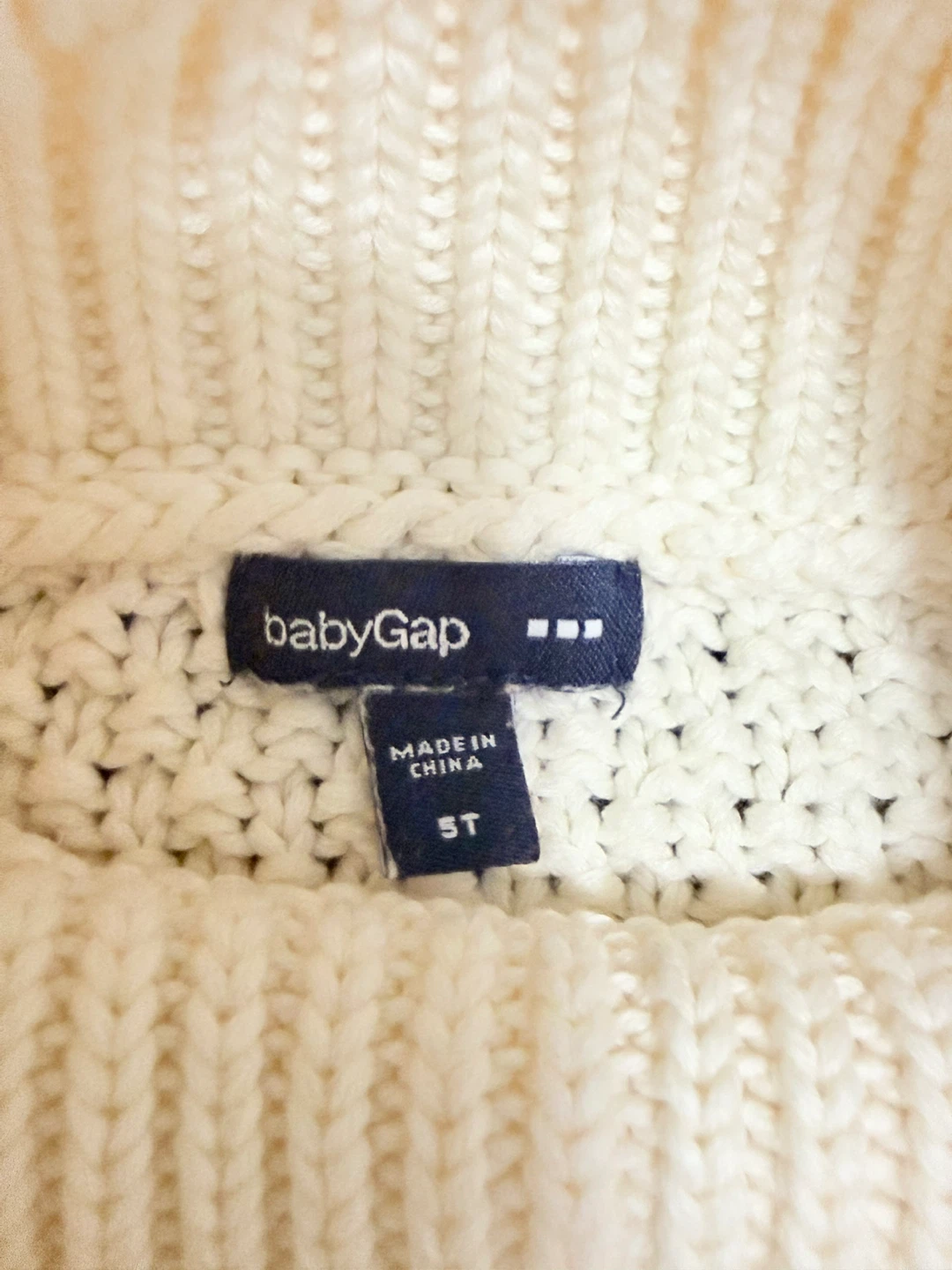 Baby Gap Cream Cable Knit Turtleneck Sweater Dress Size 5T - photo 3