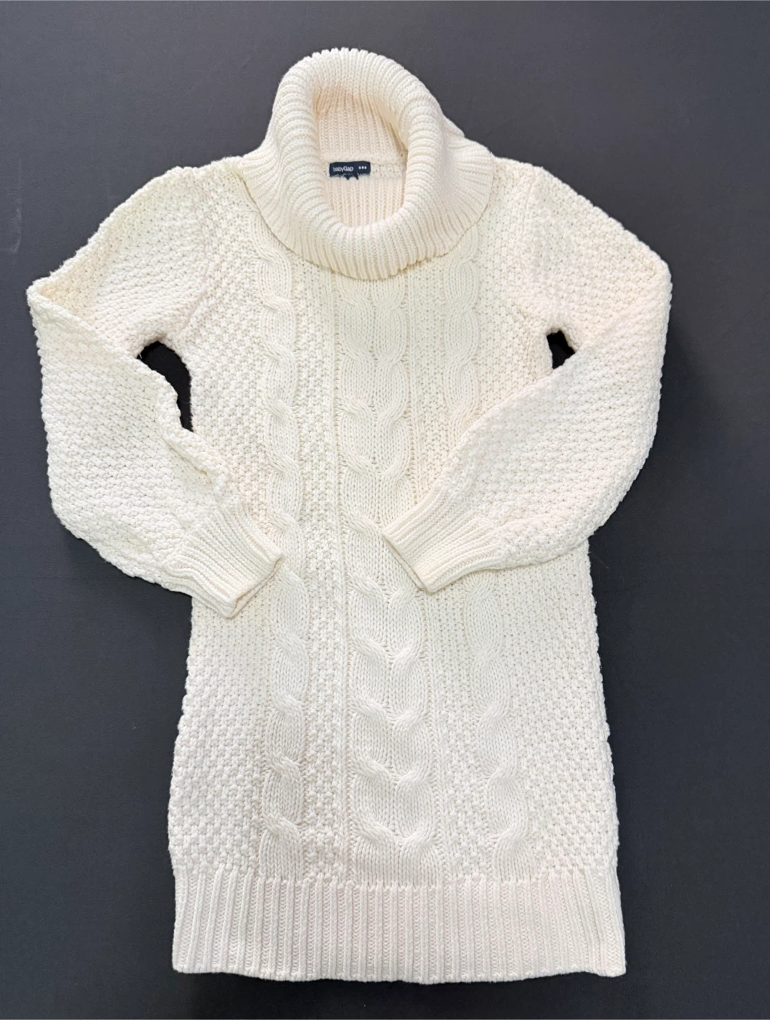 Baby Gap Cream Cable Knit Turtleneck Sweater Dress Size 5T