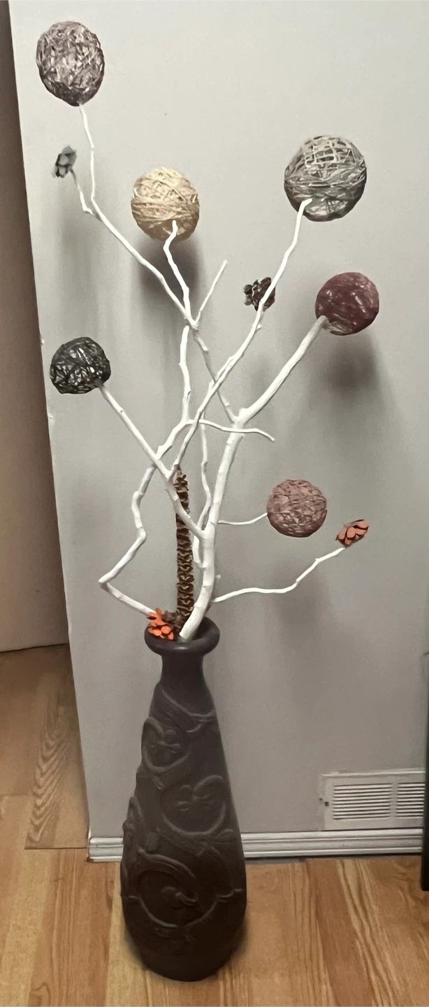 Decorative Floor Vase with Branches and Orbs - photo 3