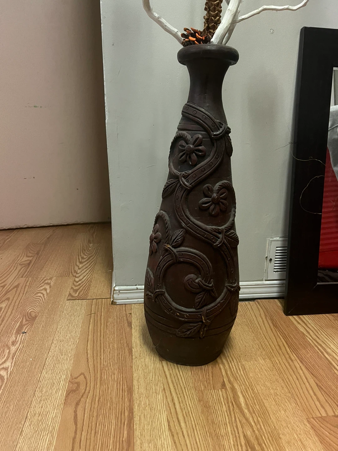 Decorative Floor Vase with Branches and Orbs