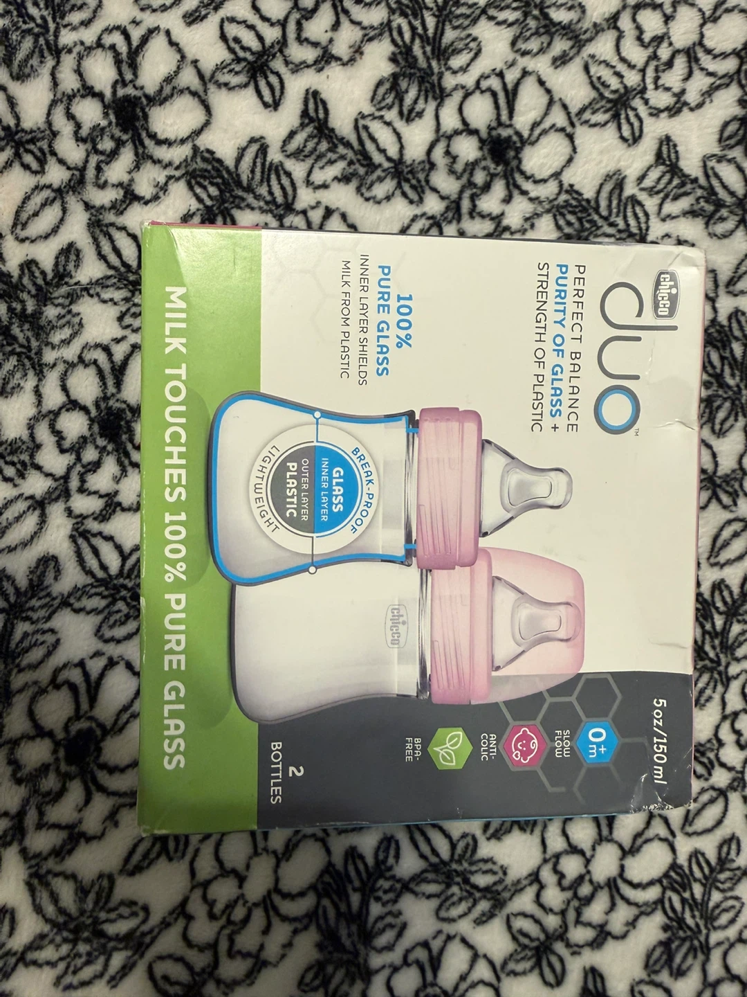 Chicco Duo Glass Baby Bottles - Pink, 5 oz, 2 Count