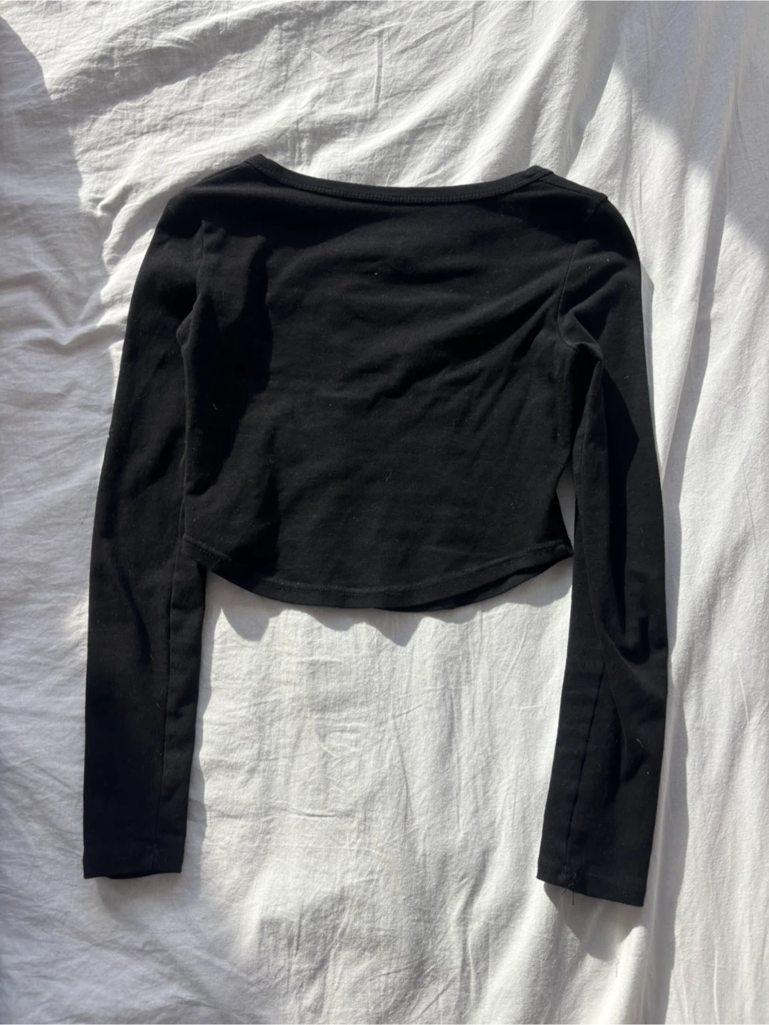 Black Long Sleeve Cropped Top - photo 2