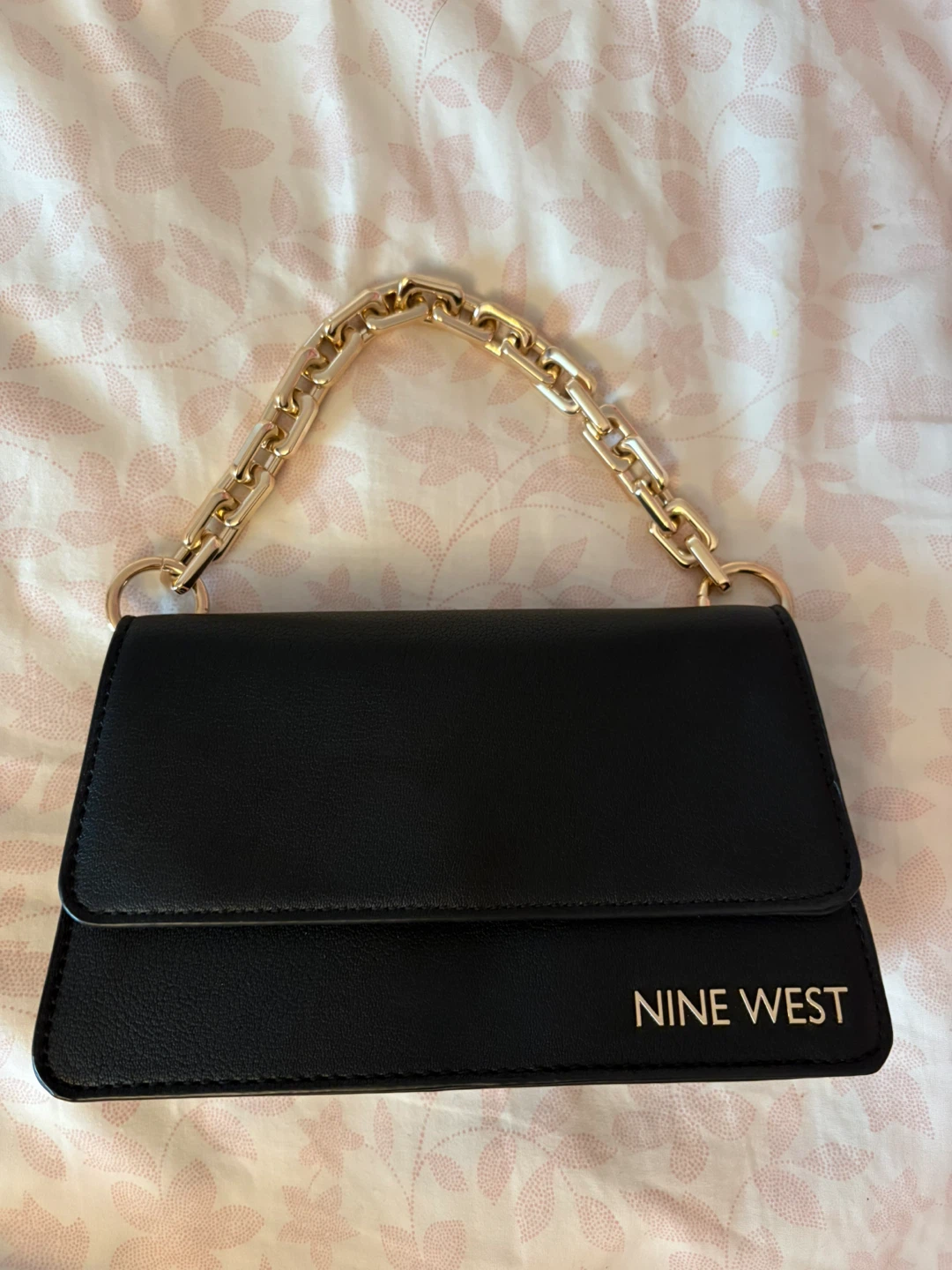 Nine West Black Shoulder Bag with Gold Chain Strap