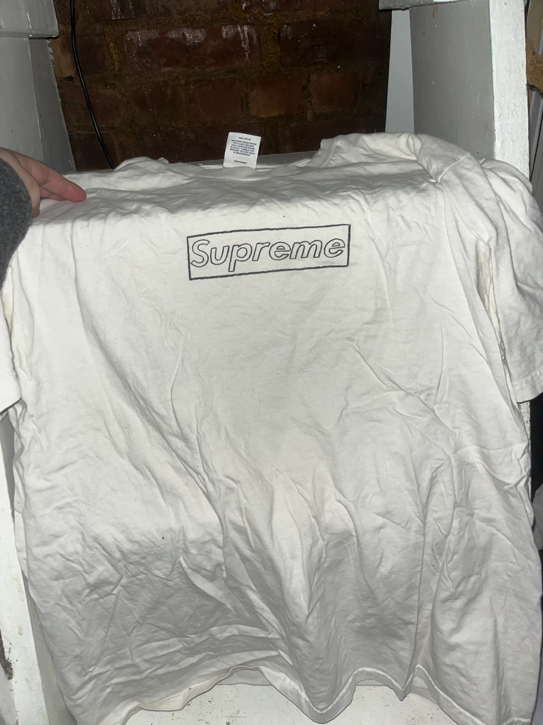 Kaws Supreme White T-Shirt used
