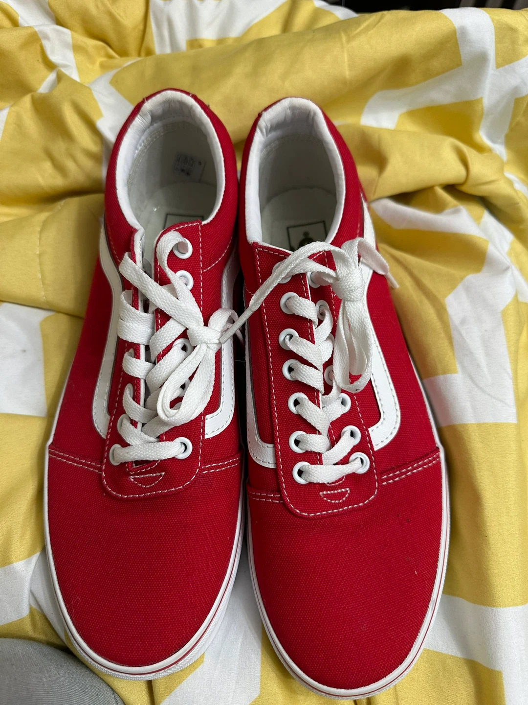 Vans Red and White Canvas Sneakers - Men's US 10 - photo 3