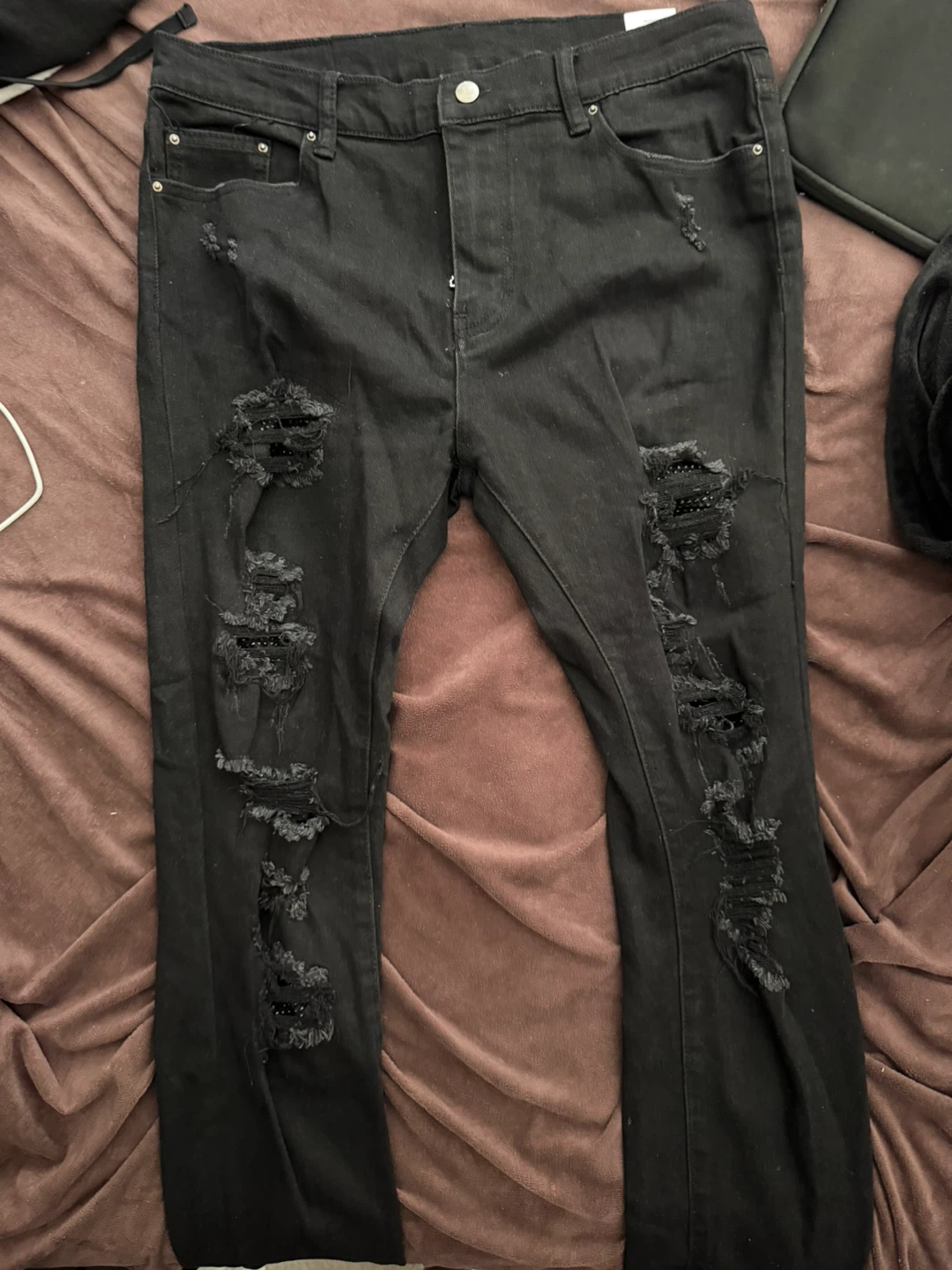 MNML Black Distressed Skinny Jeans