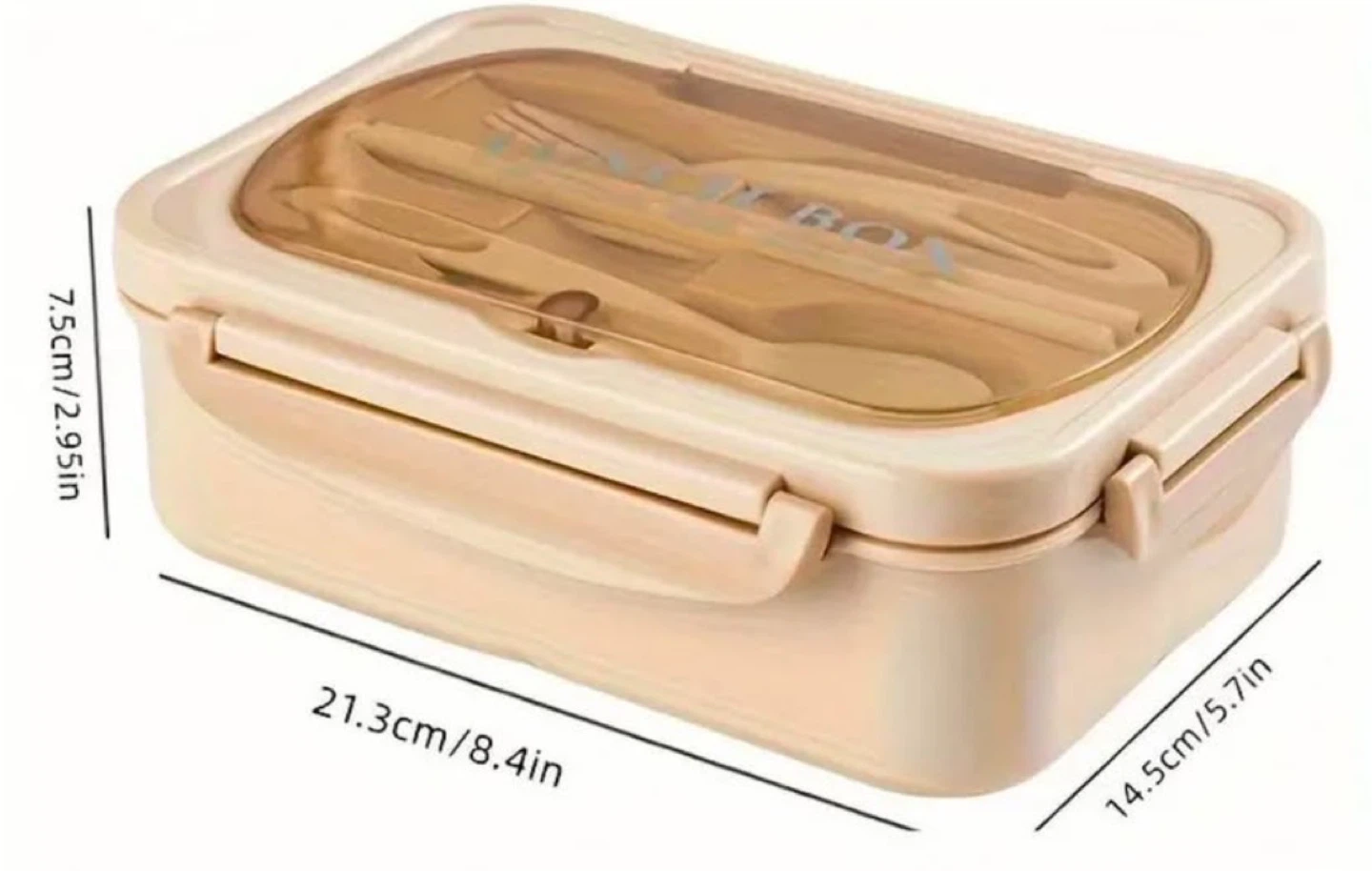 Brand new Khaki Lunch Box with Utensils and Chopsticks