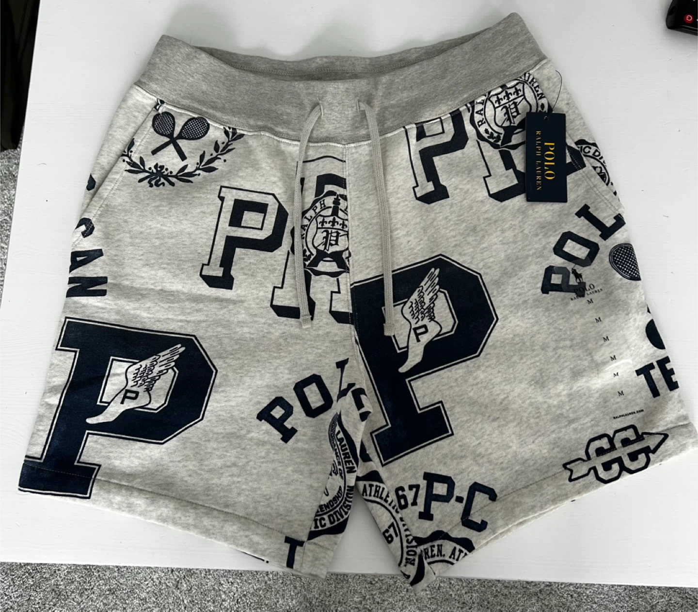 Polo Ralph Lauren All-Over Print Sweat Shorts Grey Size M