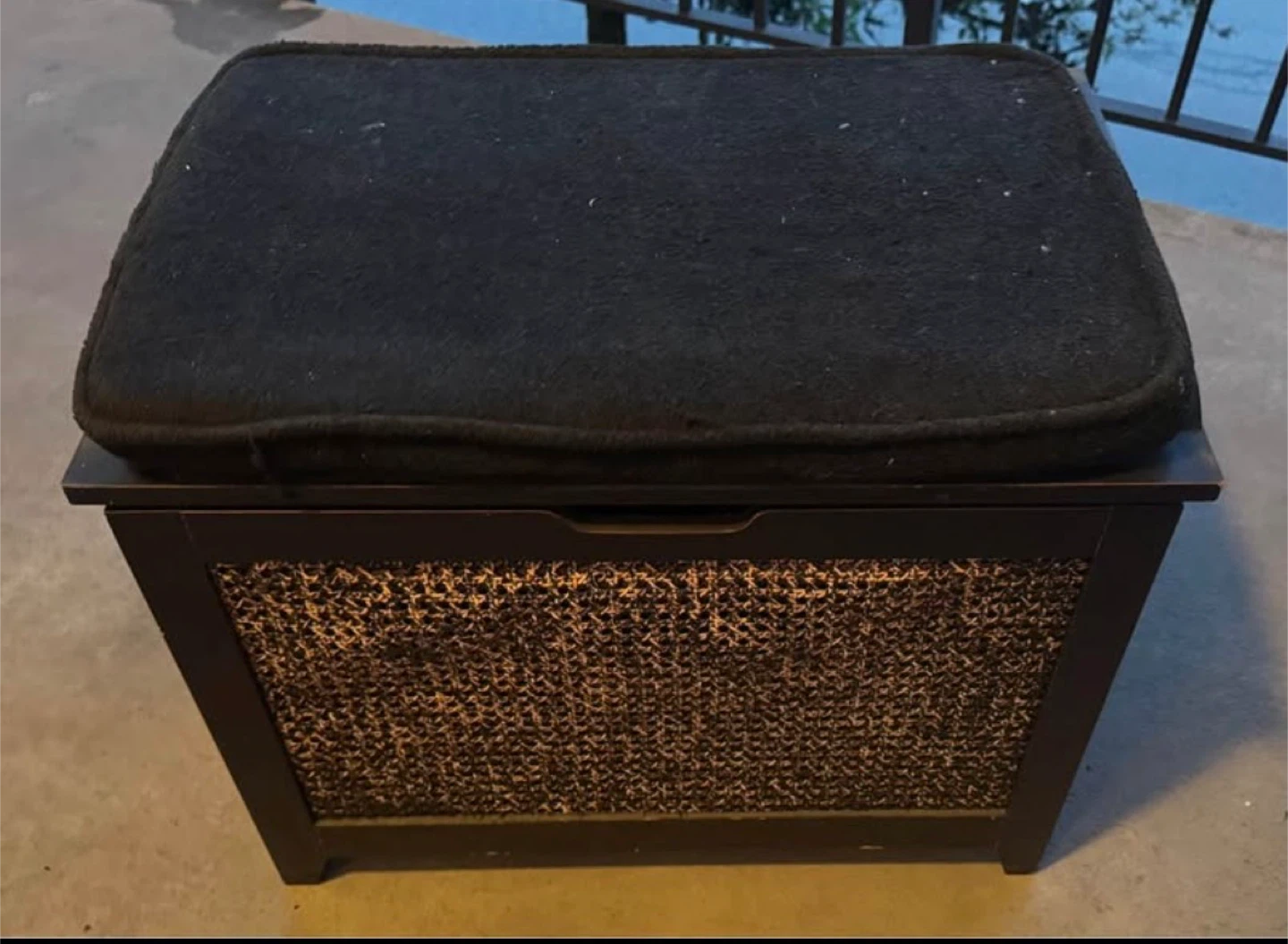 Dark Wood Storage Ottoman Bench with Liner