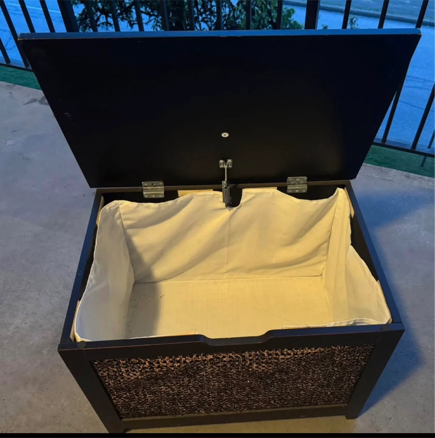 Dark Wood Storage Ottoman Bench with Liner - photo 2